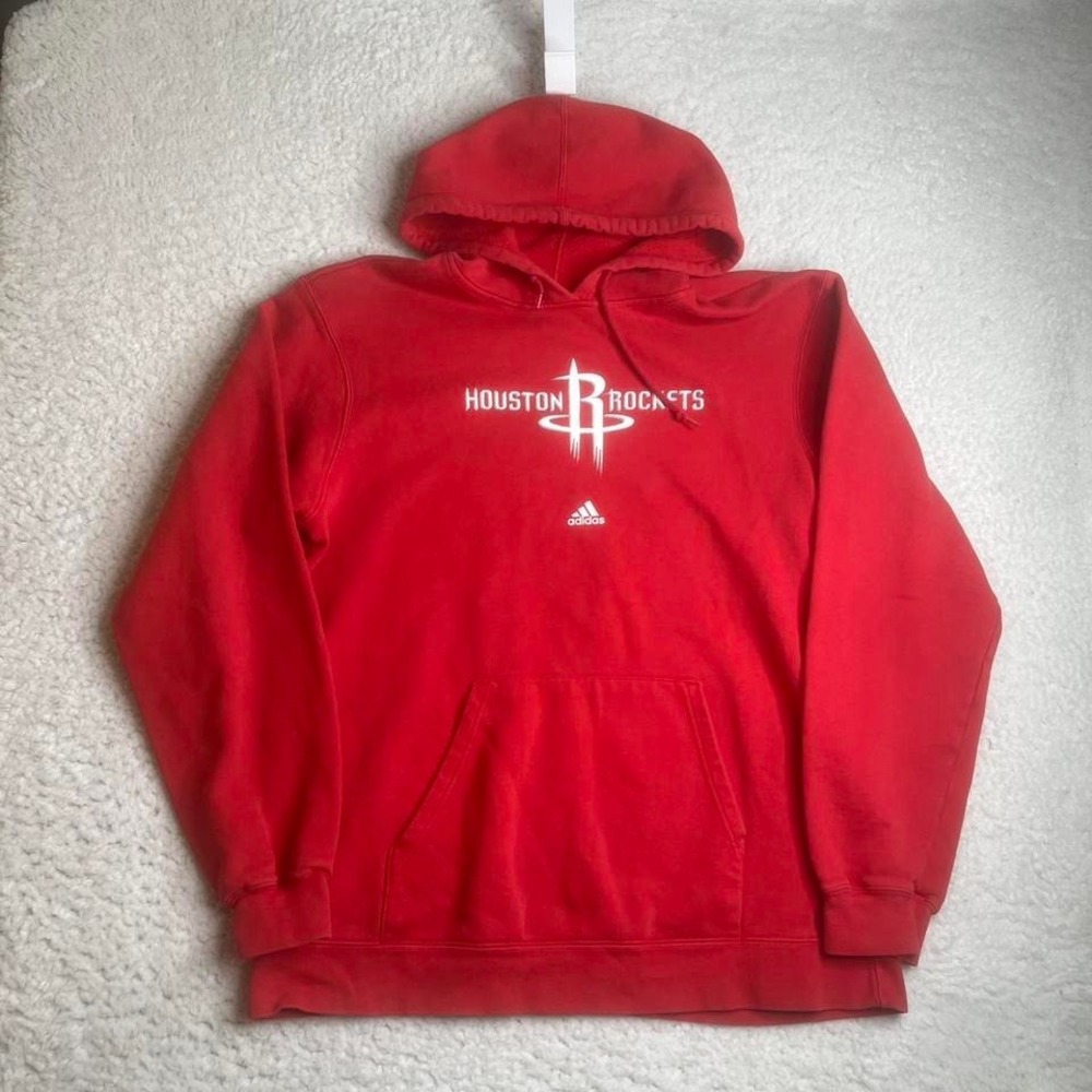 Y2K Houston rockets adidas center logo hoodie men's red nba vintage L